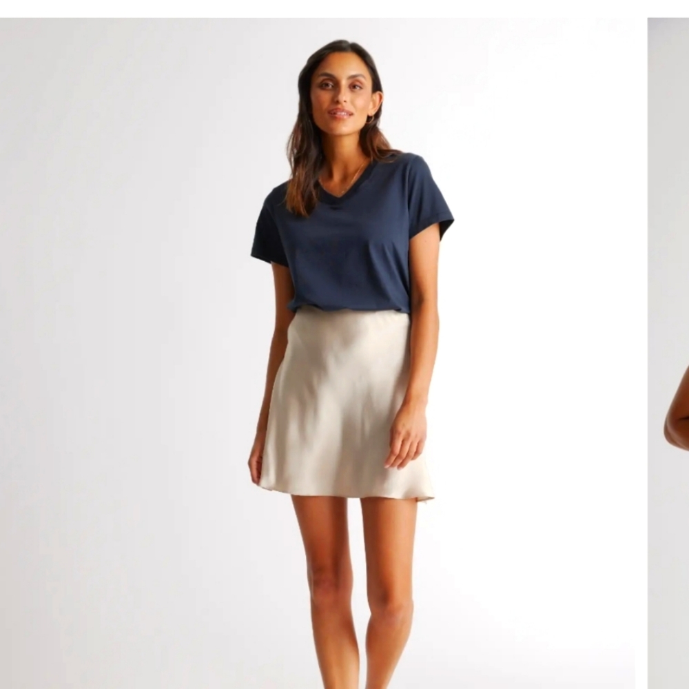 Silk mini skirt - cream, XL